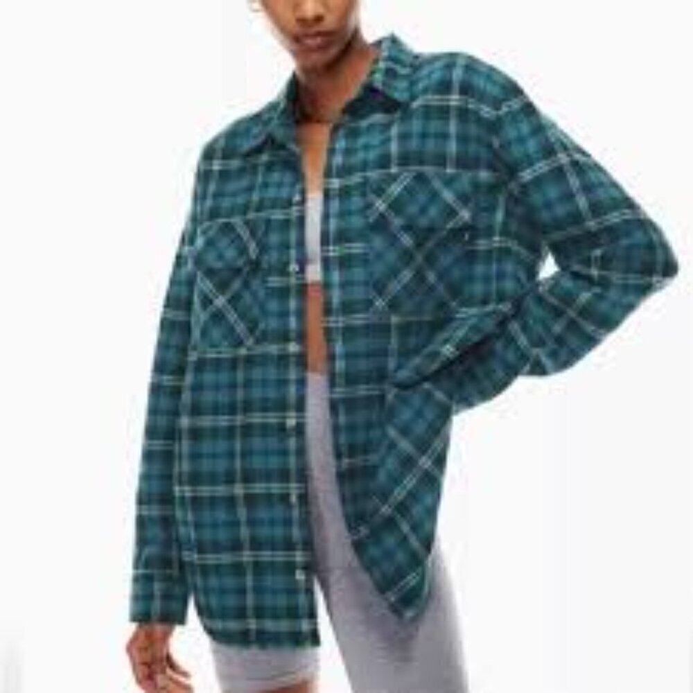 NWOT Aritzia TNA Oversized 100% Organic Cotton Plaid Shacket Size 2  (M)